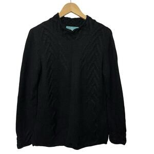 Grupo Esmeralda Baby Alpaca Knit Sweater Size M Black Mock Neck Quiet Luxury